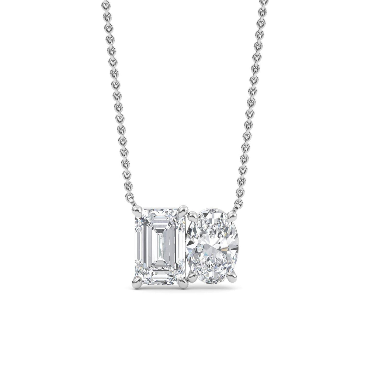 White Gold / Lab Grown Diamond Toi et Moi Pendant