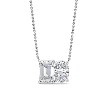 White Gold / Lab Grown Diamond Toi et Moi Pendant