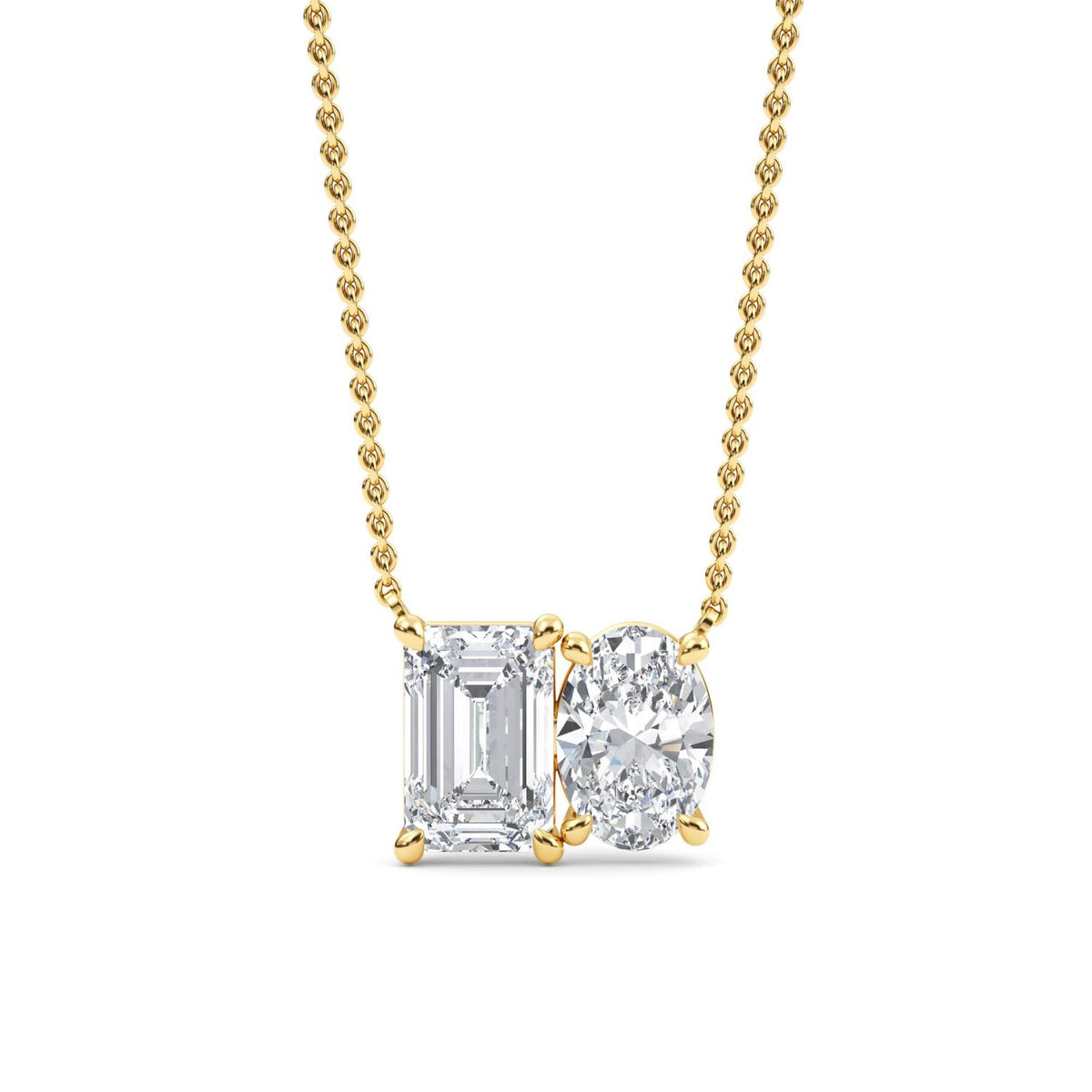 Yellow Gold / Lab Grown Diamond Toi et Moi Pendant