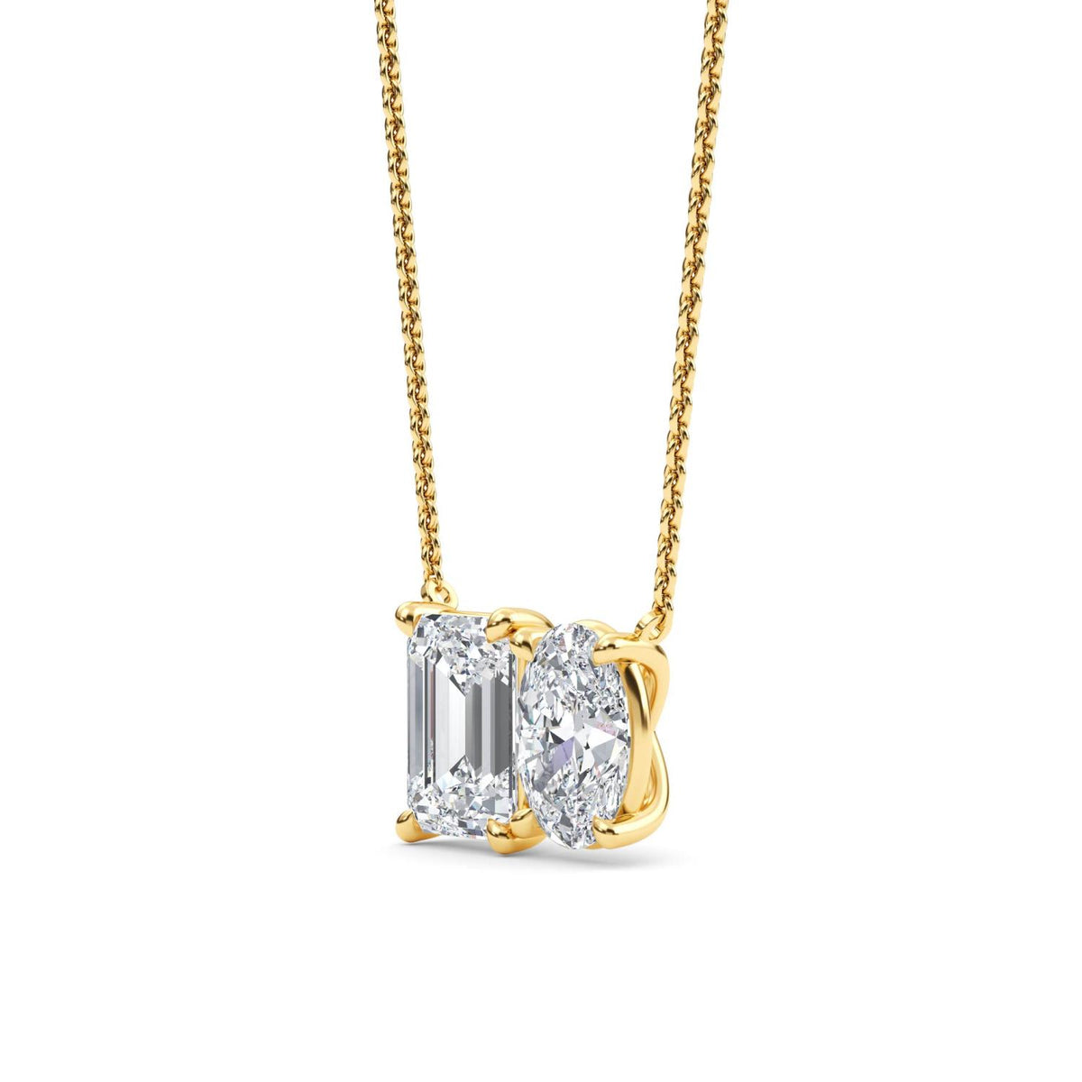 Yellow Gold / Lab Grown Diamond Toi et Moi Pendant
