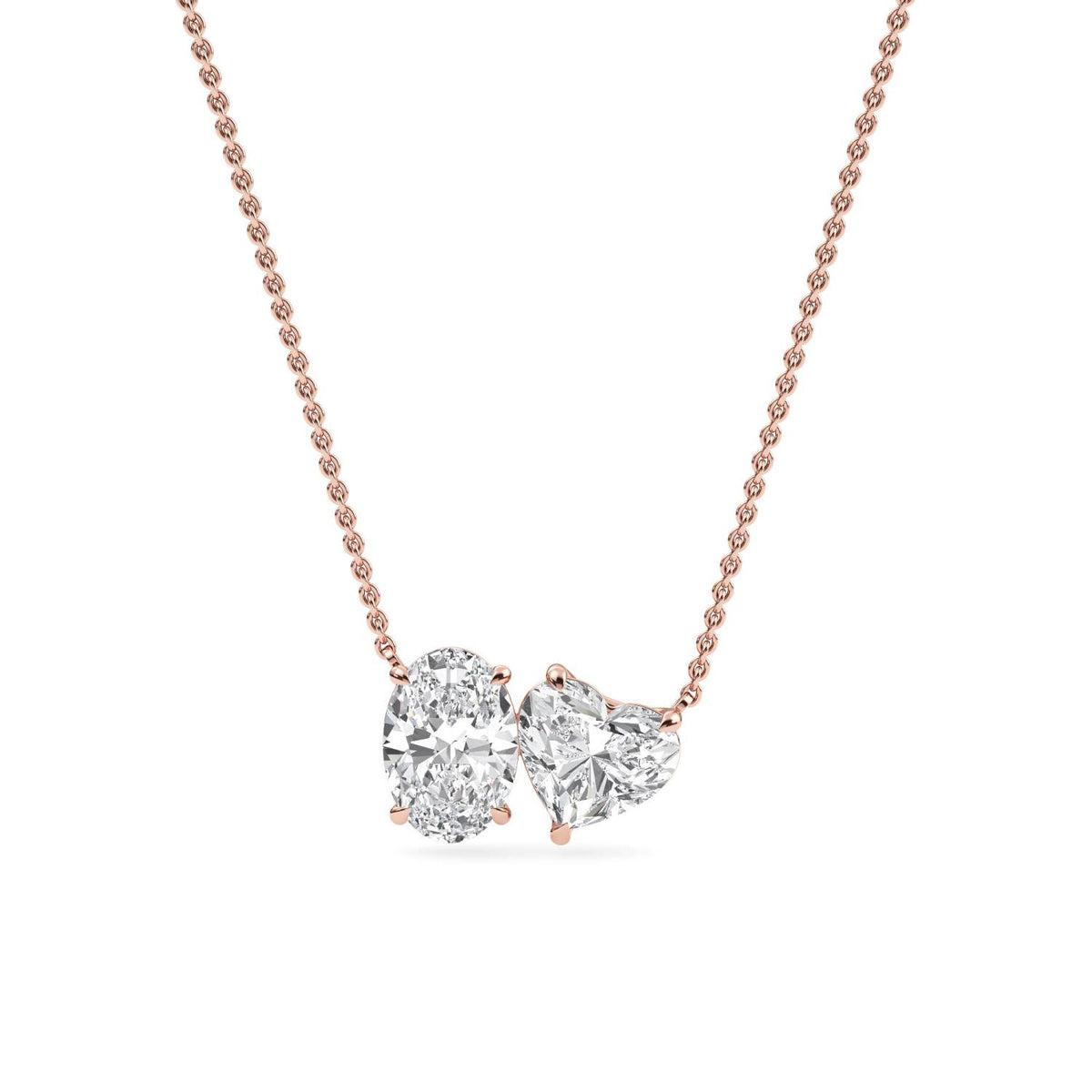 Rose Gold / Lab Grown Diamond Toi et Moi Pendant