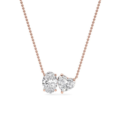 Rose Gold / Lab Grown Diamond Toi et Moi Pendant