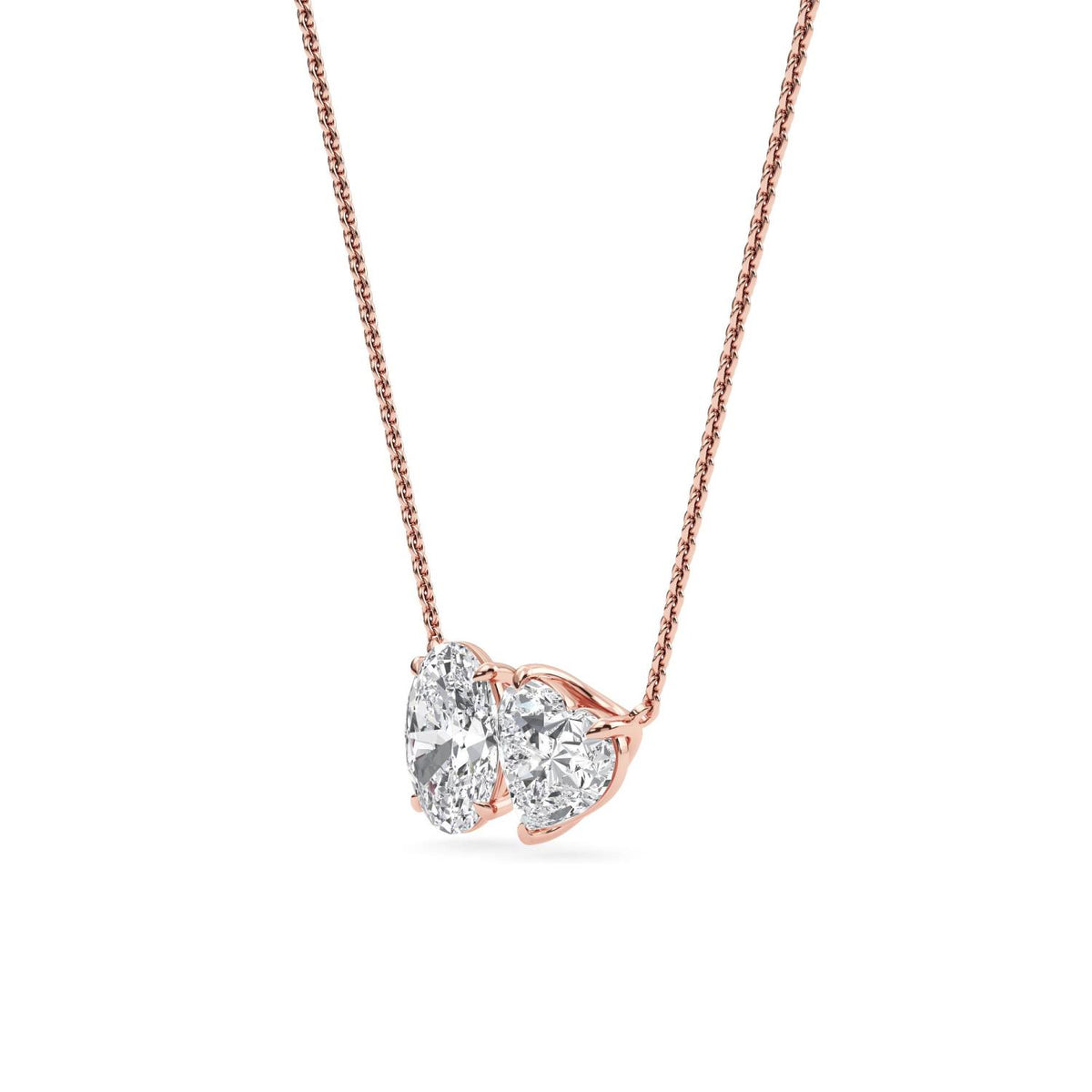 Rose Gold / Lab Grown Diamond Toi et Moi Pendant