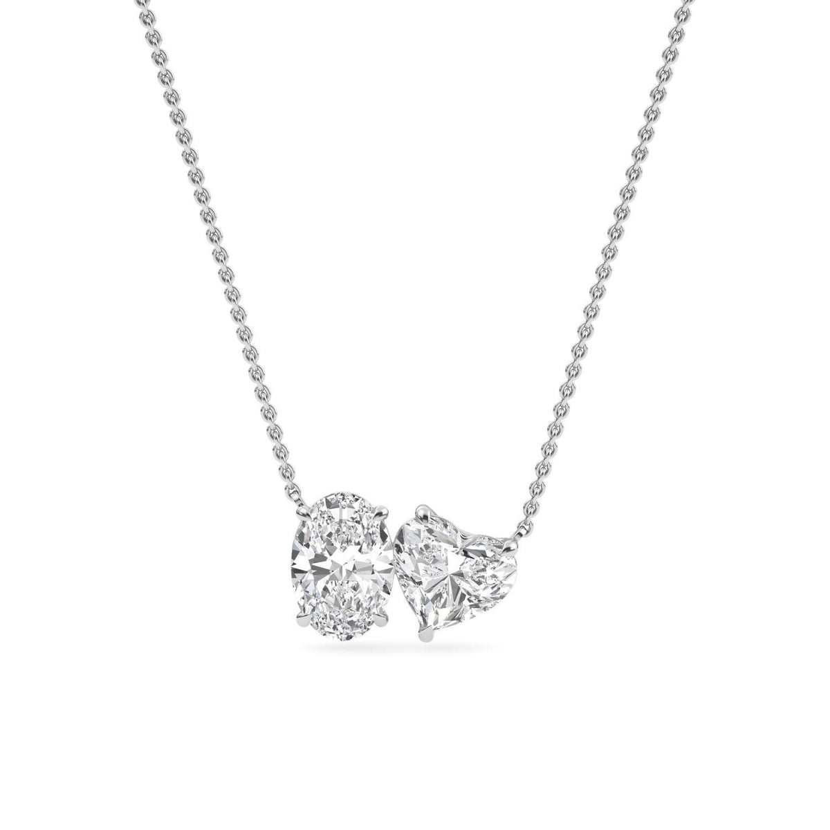 White Gold / Lab Grown Diamond Toi et Moi Pendant