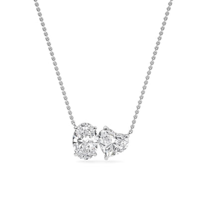 White Gold / Lab Grown Diamond Toi et Moi Pendant