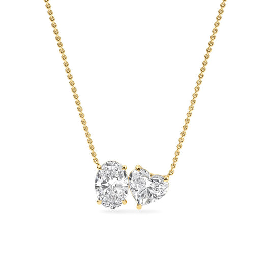 Yellow Gold / Lab Grown Diamond Toi et Moi Pendant