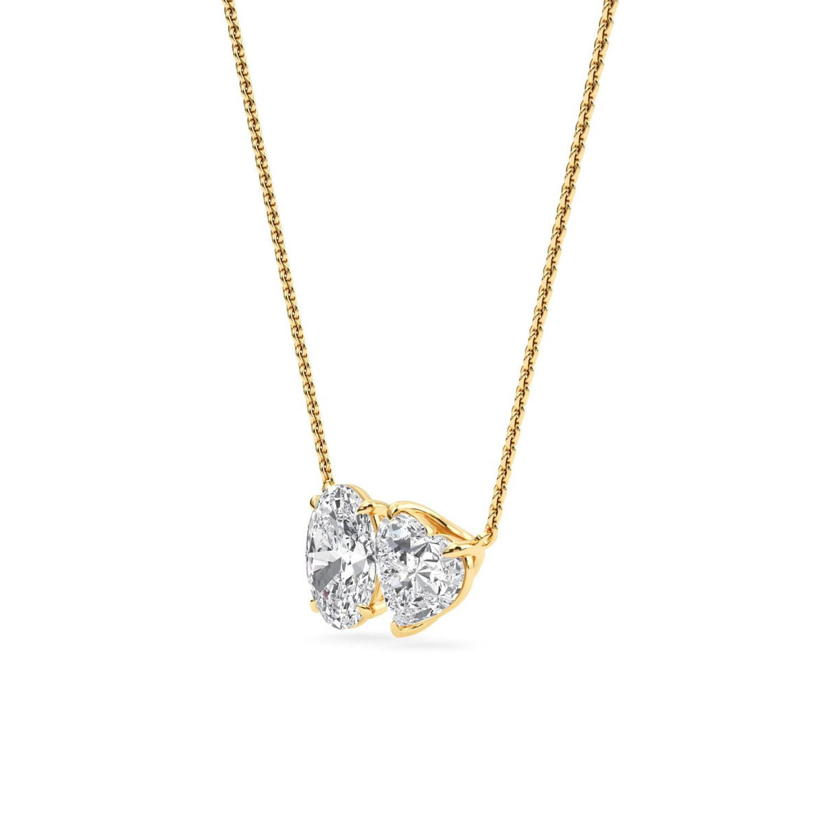 Yellow Gold / Lab Grown Diamond Toi et Moi Pendant