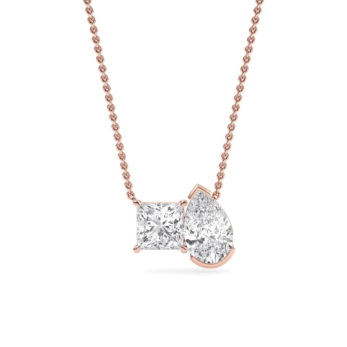 Rose Gold / Lab Grown Diamond Toi et Moi Pendant