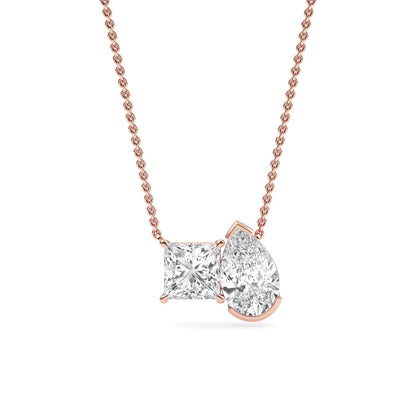 Rose Gold / Lab Grown Diamond Toi et Moi Pendant