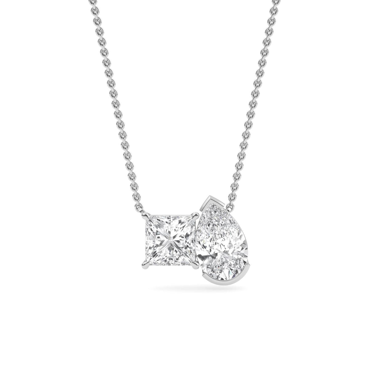 White Gold / Lab Grown Diamond Toi et Moi Pendant