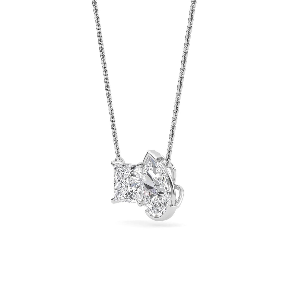 White Gold / Lab Grown Diamond Toi et Moi Pendant