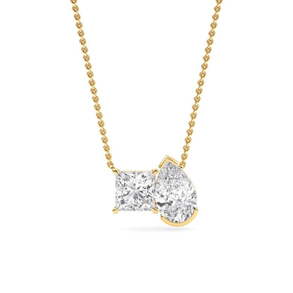 Yellow Gold / Lab Grown Diamond Toi et Moi Pendant