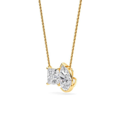 Yellow Gold / Lab Grown Diamond Toi et Moi Pendant