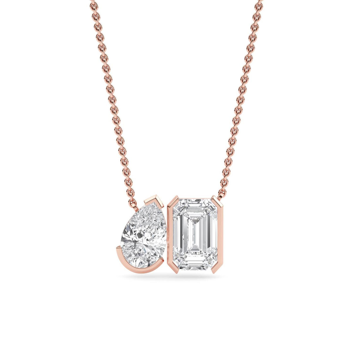 Rose Gold / Lab Grown Diamond Toi et Moi Pendant