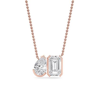 Rose Gold / Lab Grown Diamond Toi et Moi Pendant