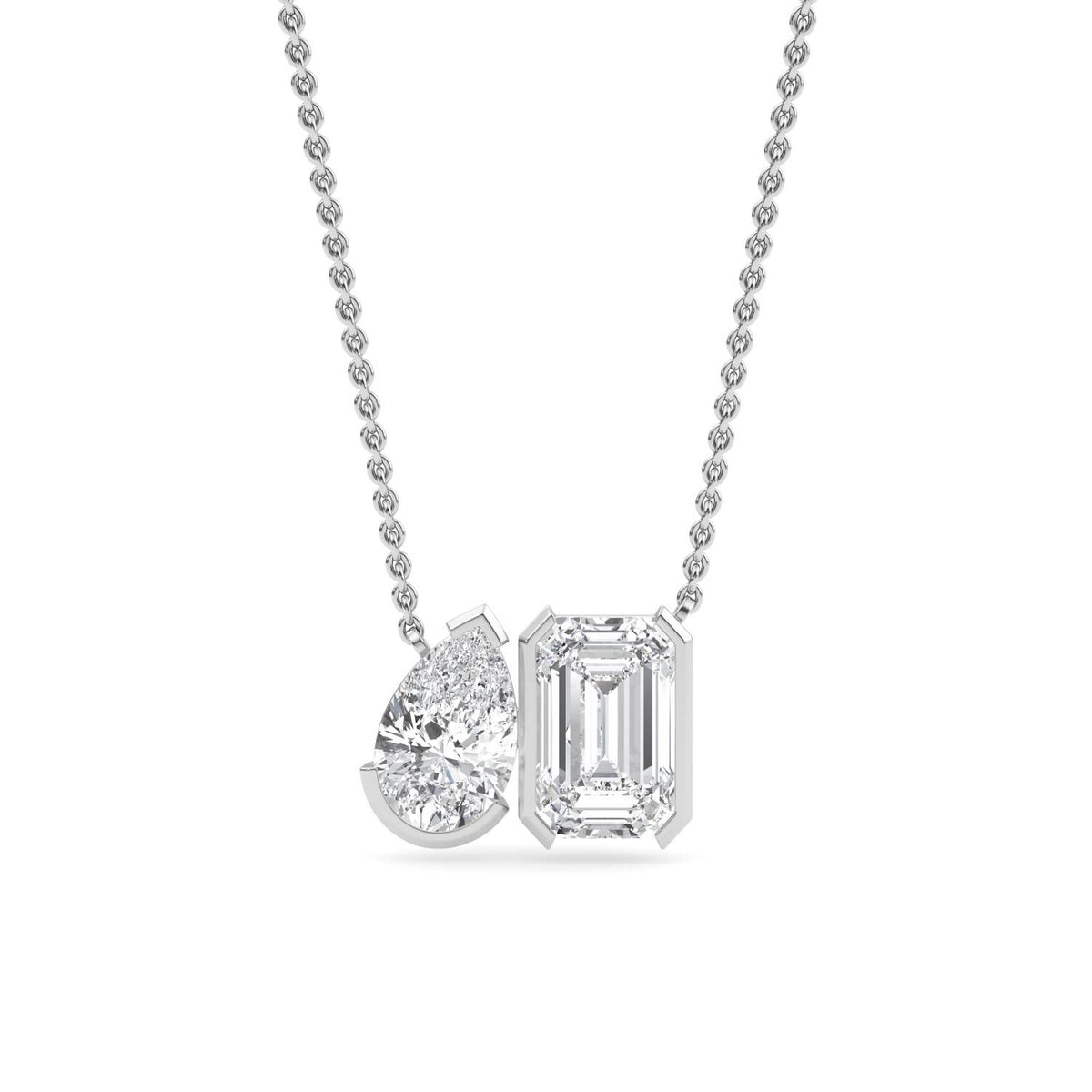 White Gold / Lab Grown Diamond Toi et Moi Pendant