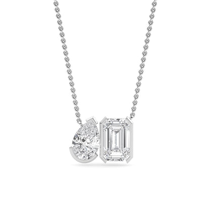 White Gold / Lab Grown Diamond Toi et Moi Pendant
