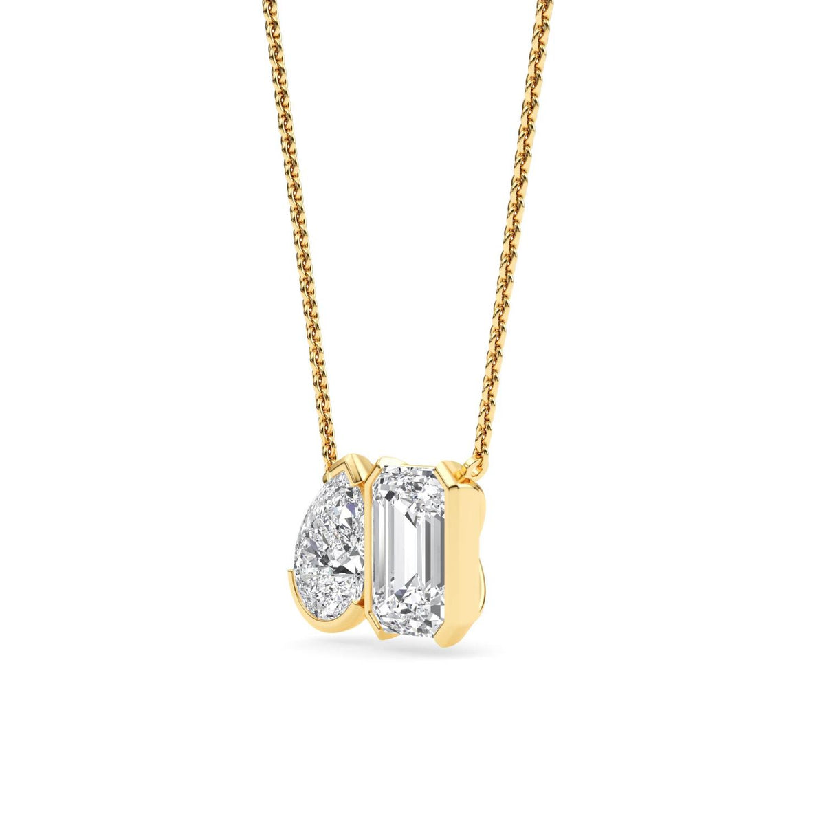 Yellow Gold / Lab Grown Diamond Toi et Moi Pendant