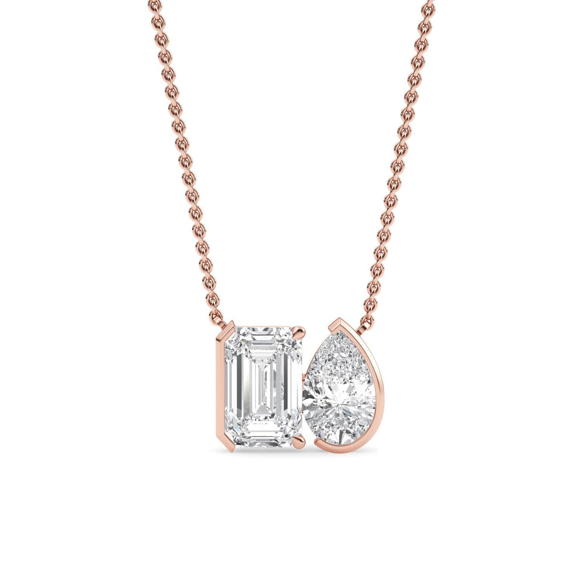 Rose Gold / 3.13ct Lab Grown Diamond Toi et Moi Pendant
