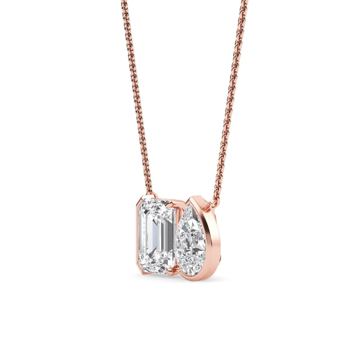 Rose Gold / 3.13ct Lab Grown Diamond Toi et Moi Pendant