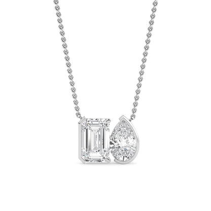 White Gold / 3.13ct Lab Grown Diamond Toi et Moi Pendant