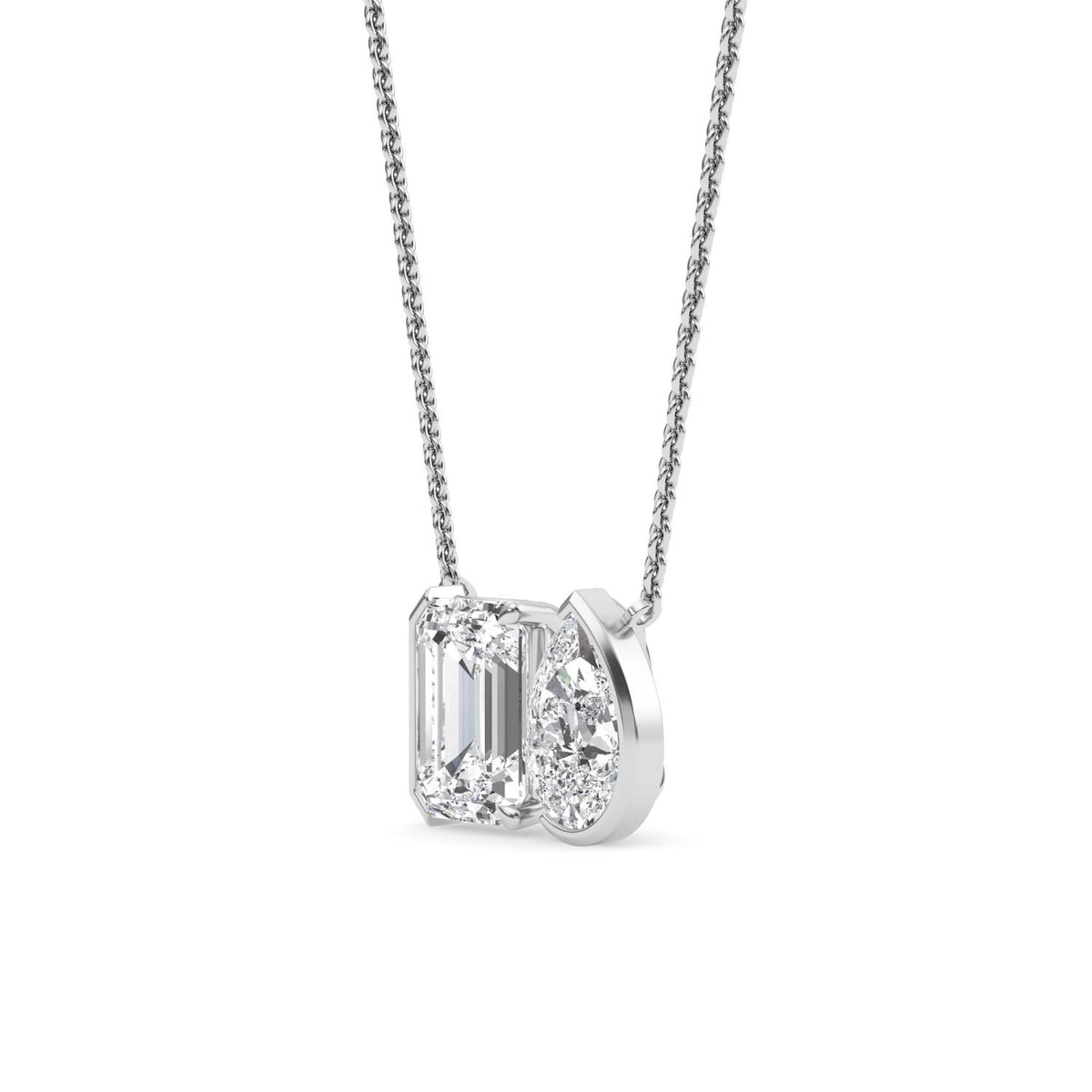 White Gold / 3.13ct Lab Grown Diamond Toi et Moi Pendant