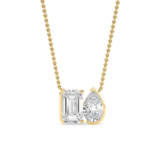 Yellow Gold / 3.13ct Lab Grown Diamond Toi et Moi Pendant