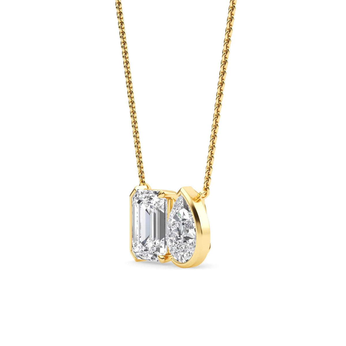 Yellow Gold / 3.13ct Lab Grown Diamond Toi et Moi Pendant