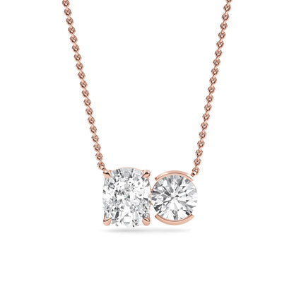 Rose Gold / Lab Grown Diamond Toi et Moi Pendant