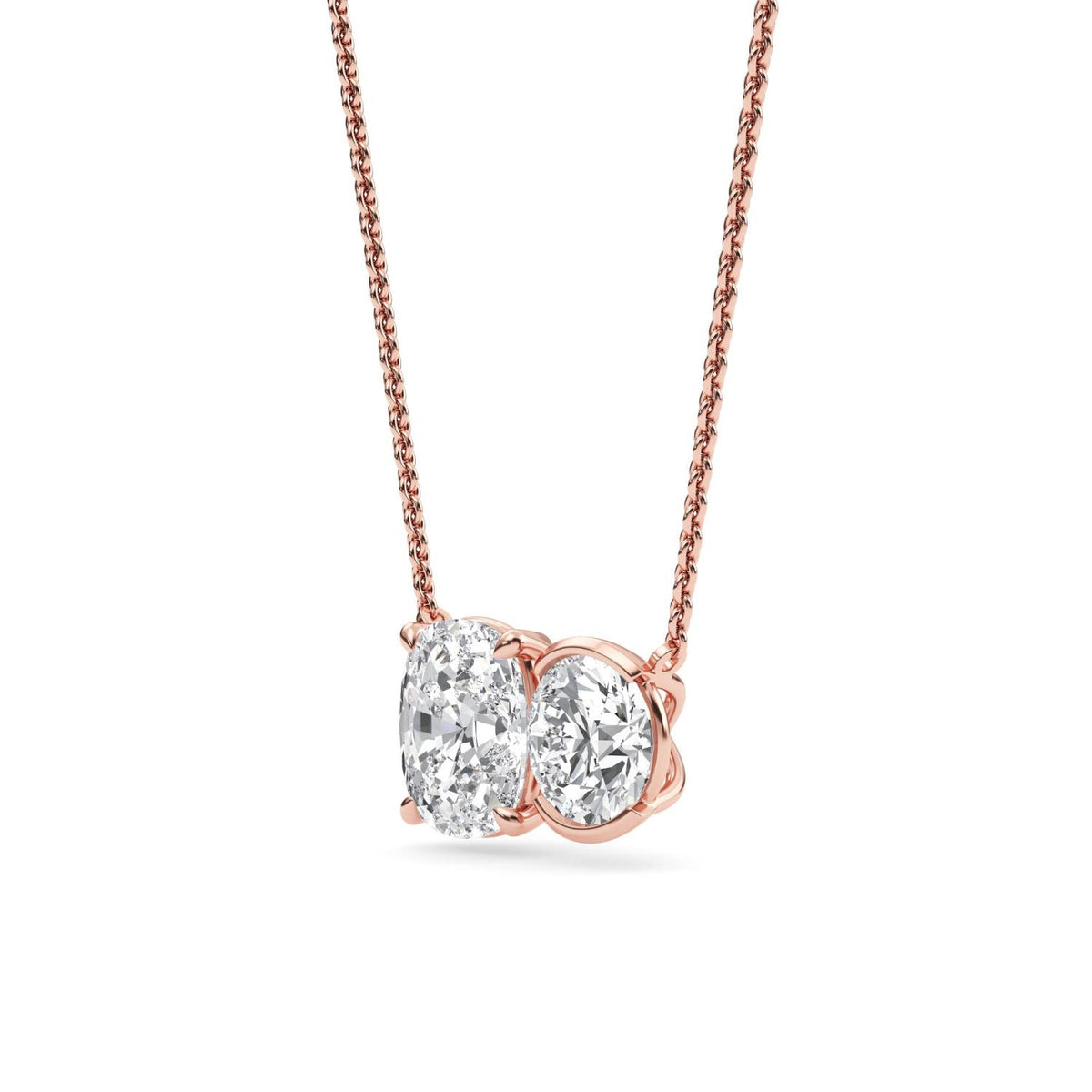 Rose Gold / Lab Grown Diamond Toi et Moi Pendant