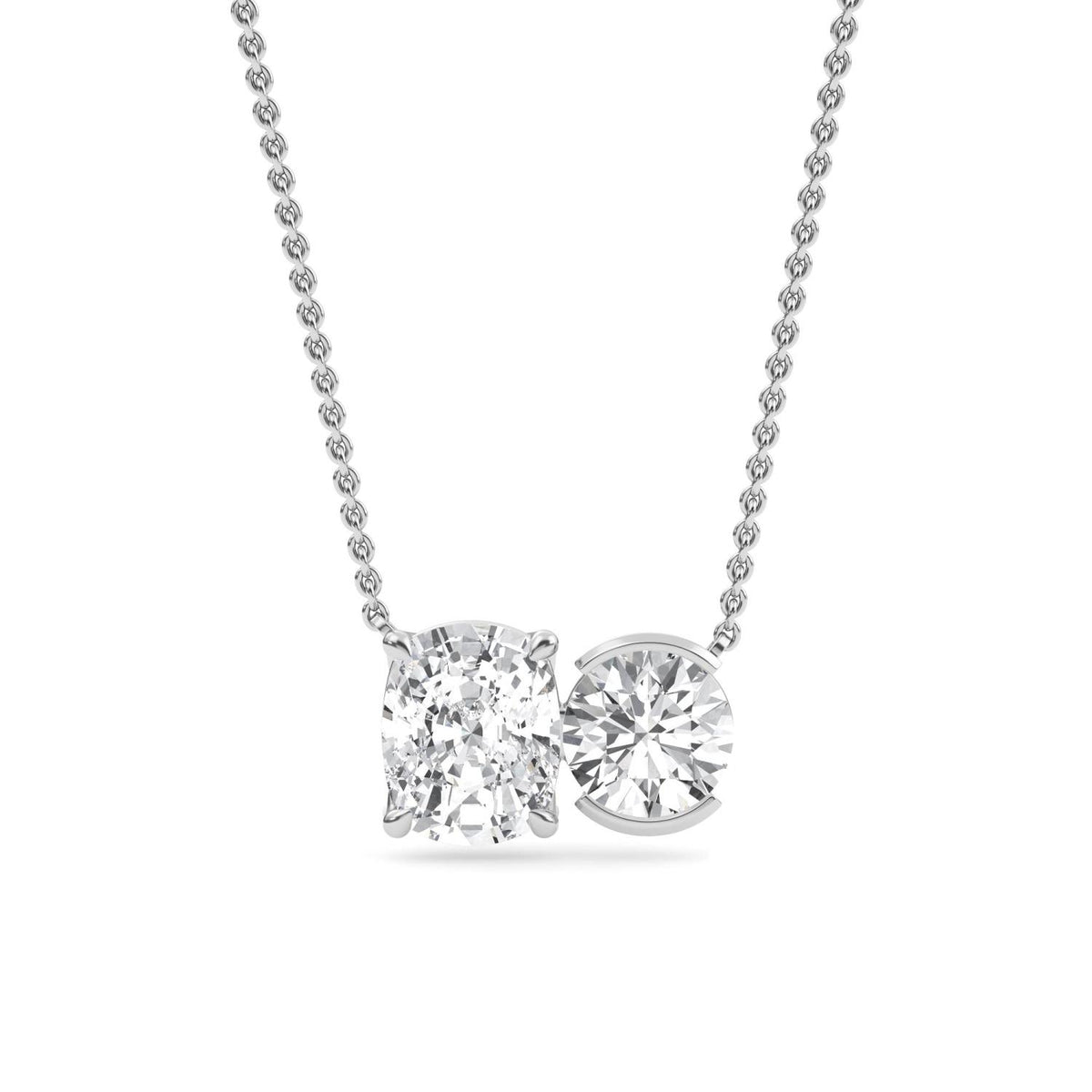 White Gold / Lab Grown Diamond Toi et Moi Pendant