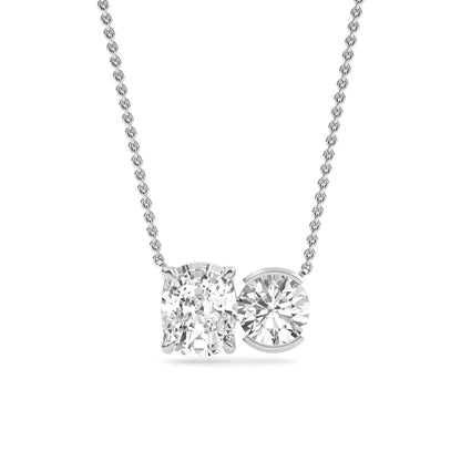 White Gold / Lab Grown Diamond Toi et Moi Pendant