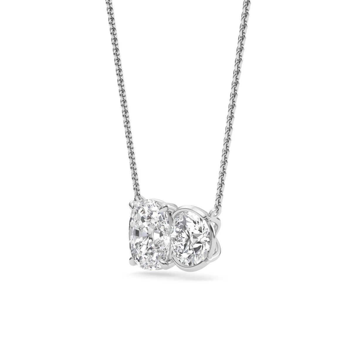 White Gold / Lab Grown Diamond Toi et Moi Pendant