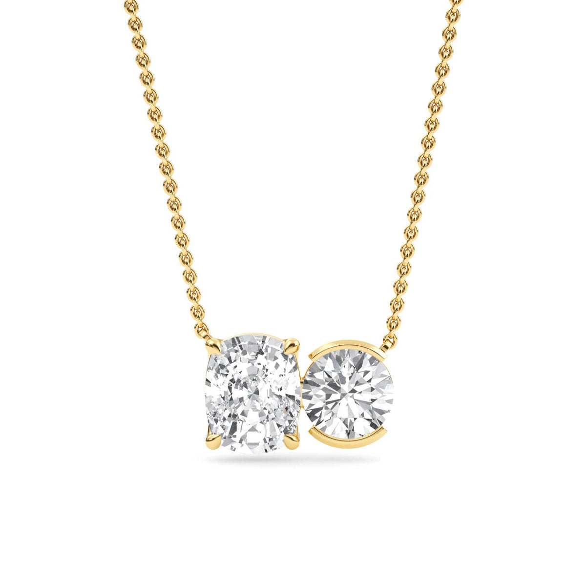 Yellow Gold / Lab Grown Diamond Toi et Moi Pendant