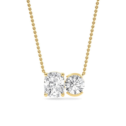 Yellow Gold / Lab Grown Diamond Toi et Moi Pendant