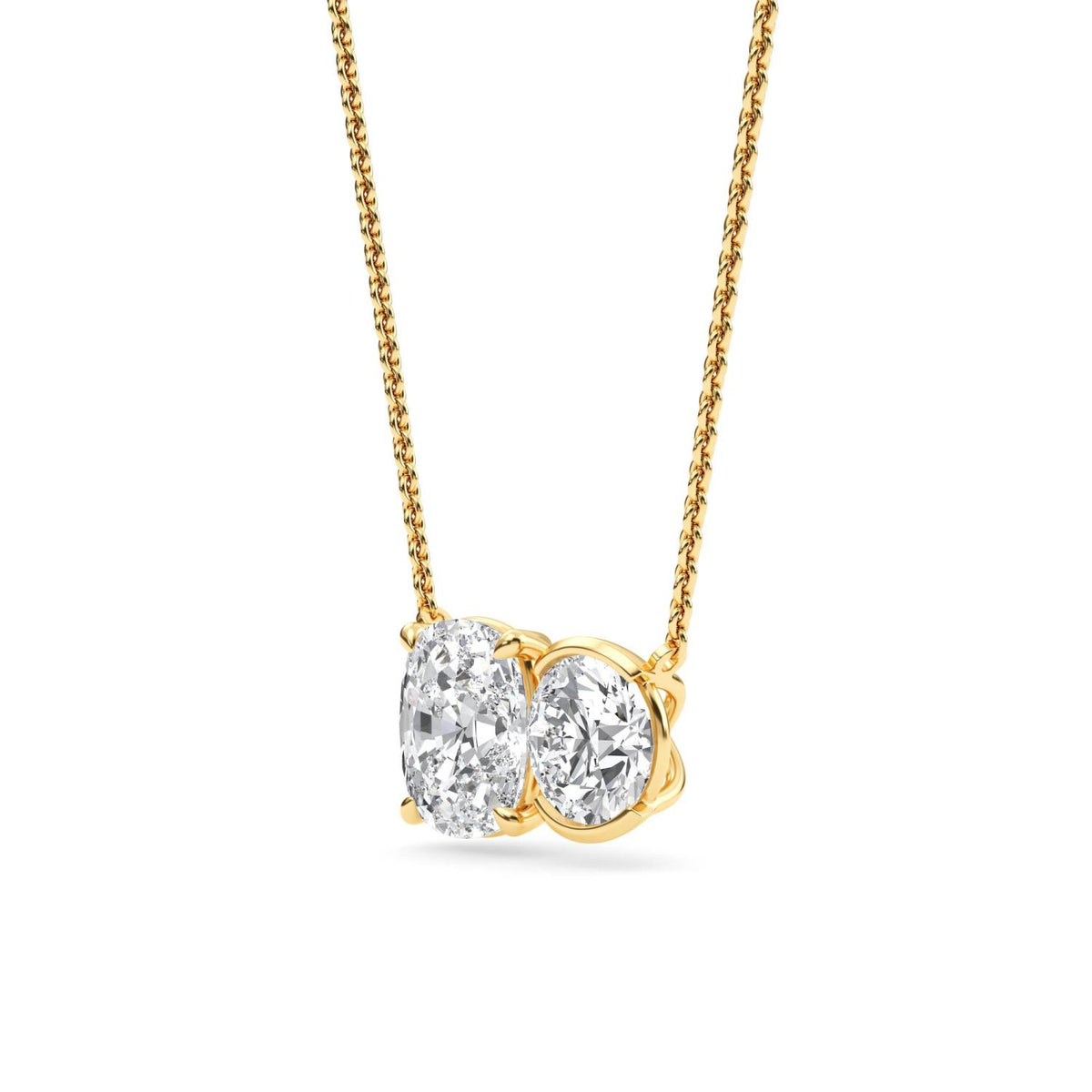 Yellow Gold / Lab Grown Diamond Toi et Moi Pendant