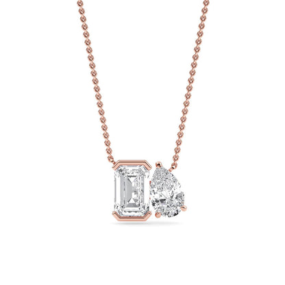Rose Gold / Lab Grown Diamond Toi et Moi Pendant