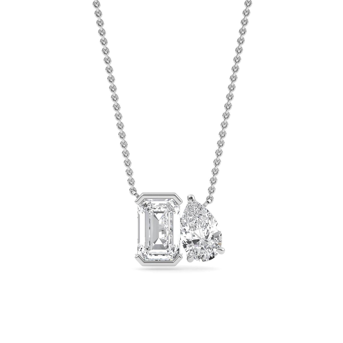 White Gold / Lab Grown Diamond Toi et Moi Pendant