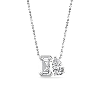 White Gold / Lab Grown Diamond Toi et Moi Pendant