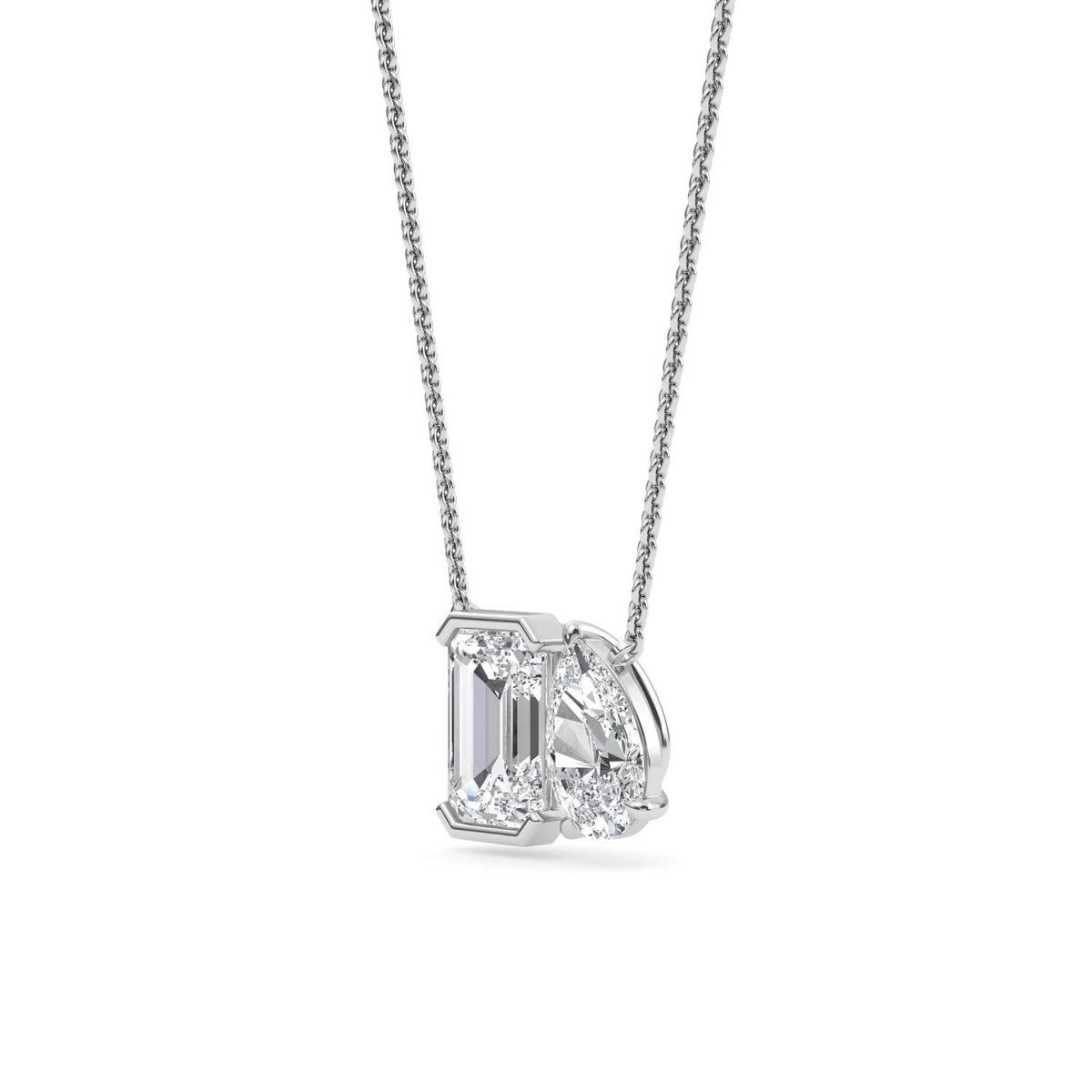 White Gold / Lab Grown Diamond Toi et Moi Pendant