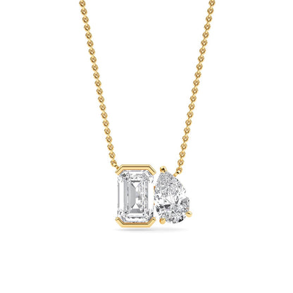 Yellow Gold / Lab Grown Diamond Toi et Moi Pendant