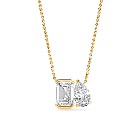 Yellow Gold / Lab Grown Diamond Toi et Moi Pendant