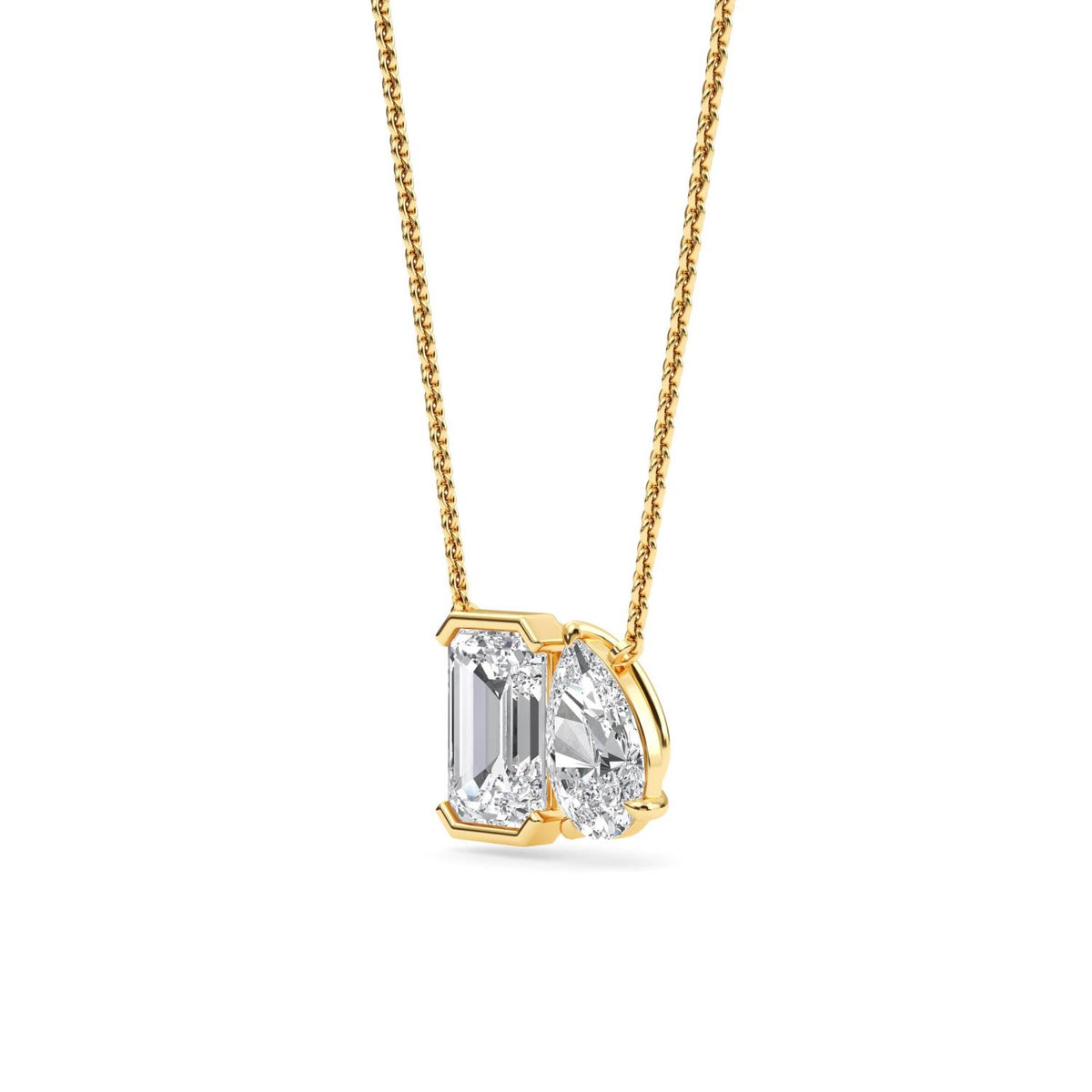 Yellow Gold / Lab Grown Diamond Toi et Moi Pendant