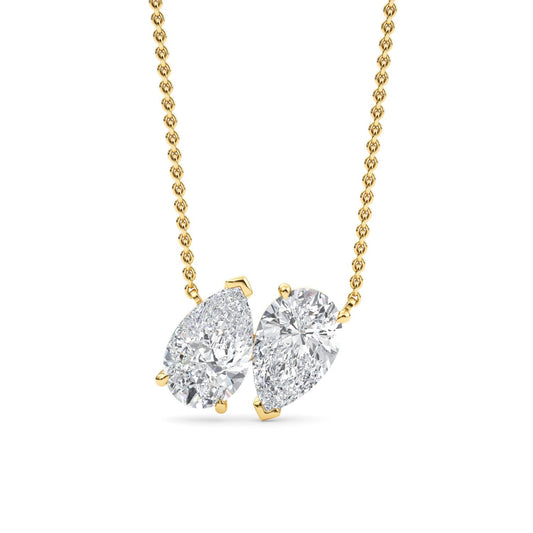 Yellow Gold / Pear Lab Grown Diamond Toi et Moi Pendant
