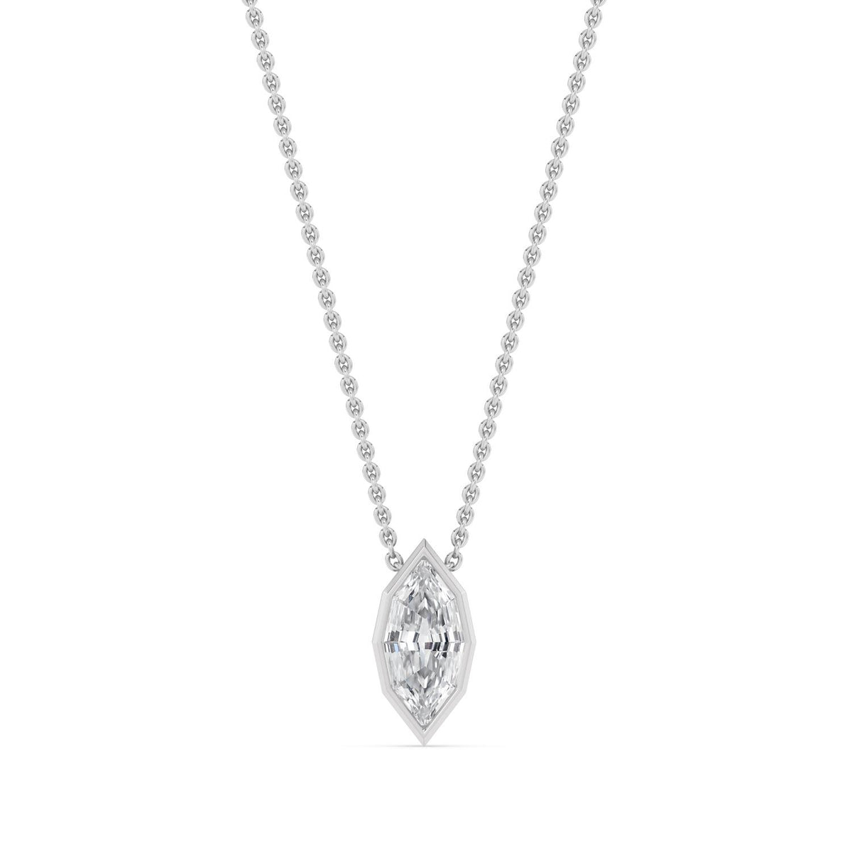 White Gold / 1.00ct Lab Grown Diamond Bezel Necklace