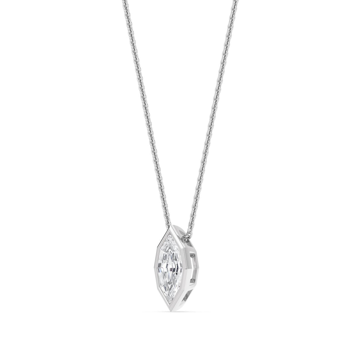 White Gold / 1.00ct Lab Grown Diamond Bezel Necklace