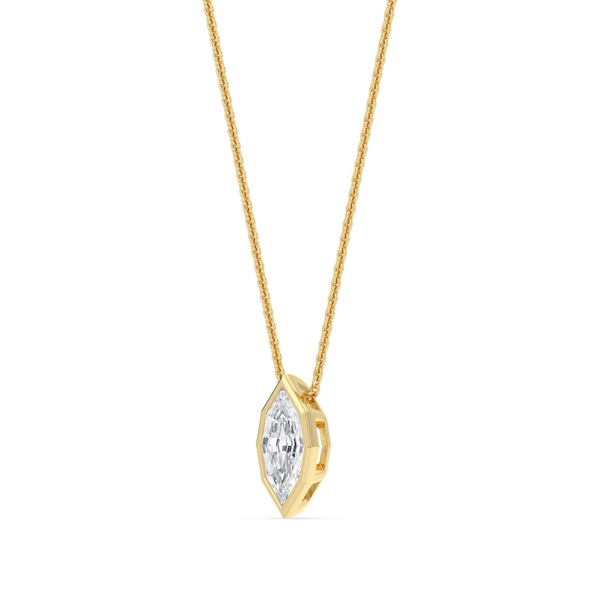 Yellow Gold / 1.00ct Lab Grown Diamond Bezel Necklace