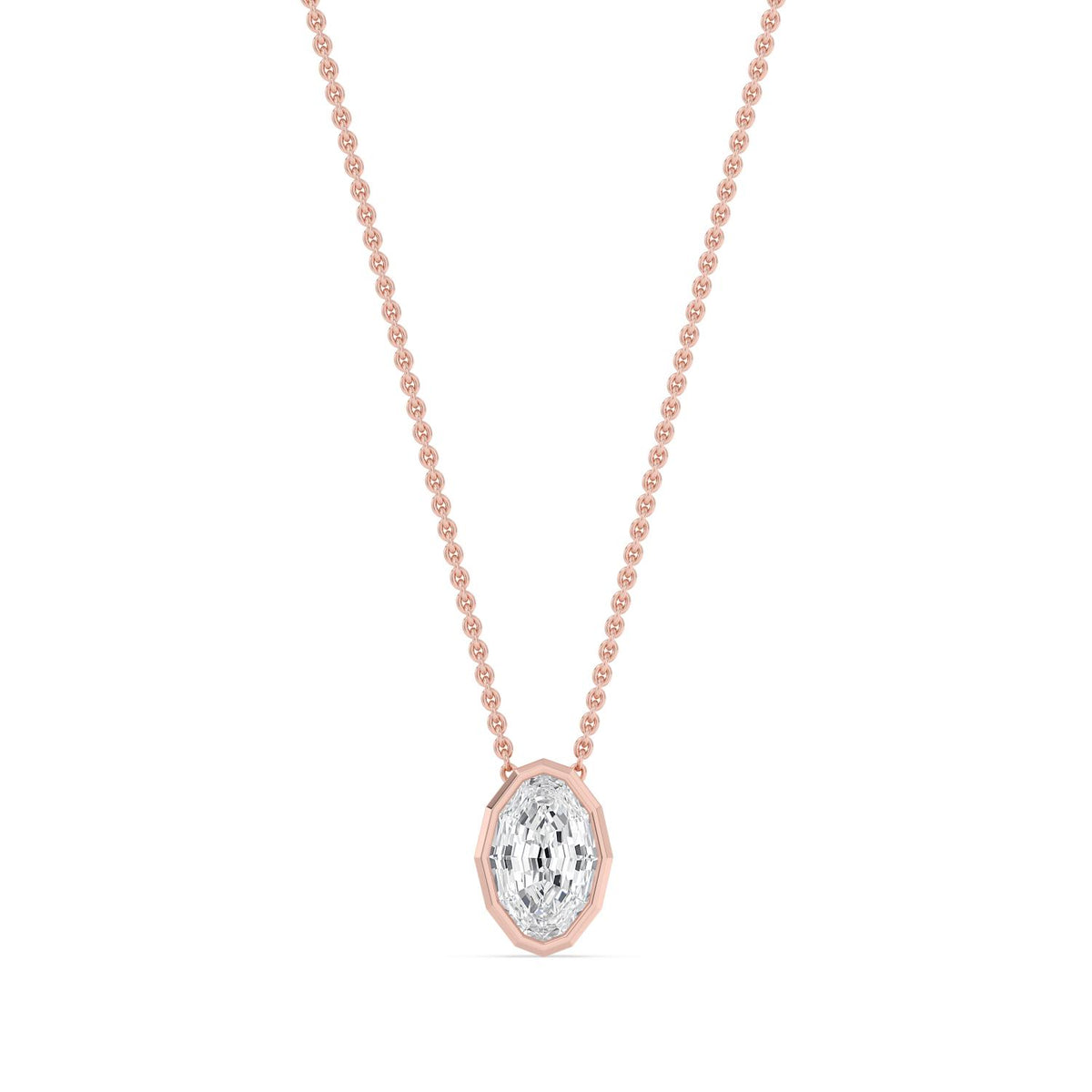Rose Gold / 1.00ct Lab Grown Diamond Bezel Necklace