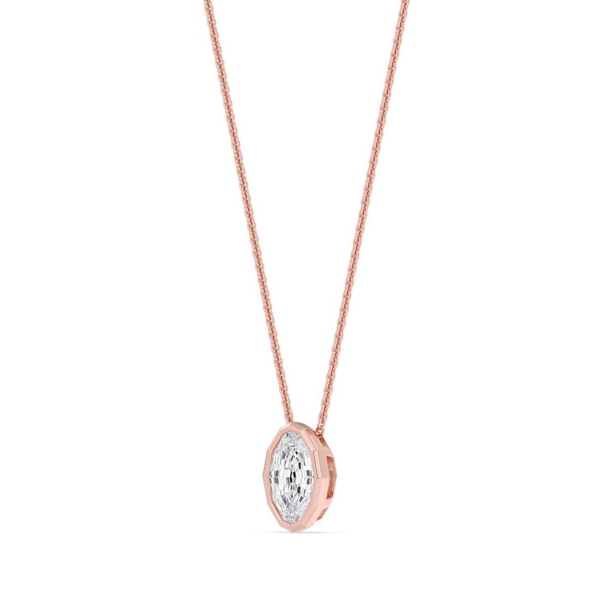 Rose Gold / 1.00ct Lab Grown Diamond Bezel Necklace