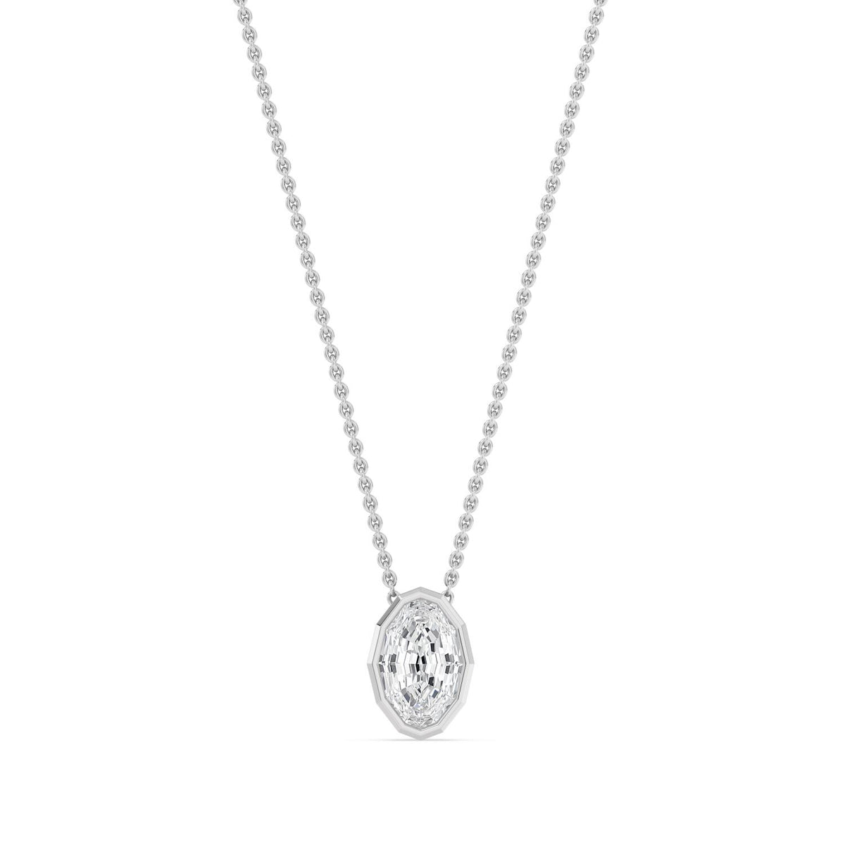White Gold / 1.00ct Lab Grown Diamond Bezel Necklace
